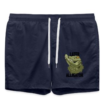 Later Alligator - Krokodil Kopf Abschied - Badeshorts - French Navy - Vorne - AI Model Male 185 light (185cm)