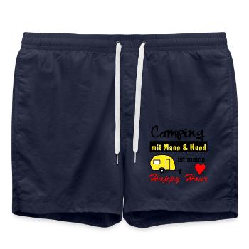 happy hour camping mit mann und hund - Badeshorts - French Navy - Vorne - AI Model Male 185 light (185cm)
