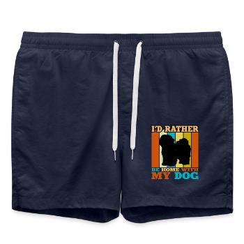 Bolognese Hundeliebhaber Silhouette Vintage Sonnenuntergang - Badeshorts - French Navy - Vorne - AI Model Male 185 light (185cm)