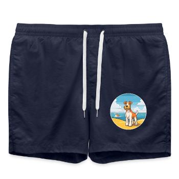 draht foxterrier hunderasse cartoon kawaii clipart - Badeshorts - French Navy - Vorne - AI Model Male 185 light (185cm)