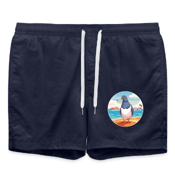 Taube Aquarell Cartoon Kawaii Clipart Tier - Badeshorts - French Navy - Vorne - AI Model Male 185 light (185cm)