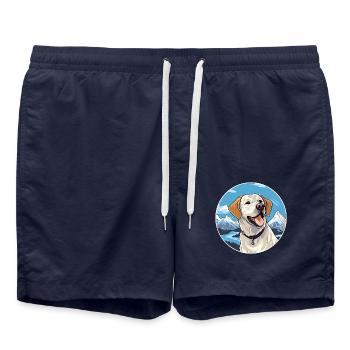 Huntaway Hunderasse Cartoon Kawaii Aquarell - Badeshorts - French Navy - Vorne - AI Model Male 185 light (185cm)