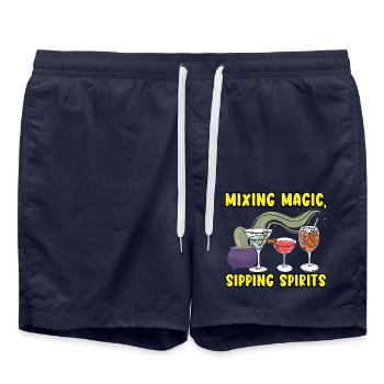 Magische Schluckspirituosen mixen Barkeeper Hallow - Badeshorts - French Navy - Vorne - AI Model Male 185 light (185cm)