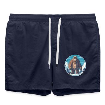 Big Foot Aquarell Karikatur Kawaii Haustier Tier Colo - Badeshorts - French Navy - Vorne - AI Model Male 185 light (185cm)