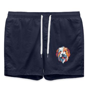 Pyrenäen-Schäferhund-Hunderasse buntes Aquarell - Badeshorts - French Navy - Vorne - AI Model Male 185 light (185cm)