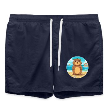 Gopher Aquarell Cartoon Kawaii Clipart Tier - Badeshorts - French Navy - Vorne - AI Model Male 185 light (185cm)