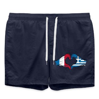 Frankreich Griechenland Flagge Hände Herzform used - Badeshorts - French Navy - Vorne - AI Model Male 185 light (185cm)