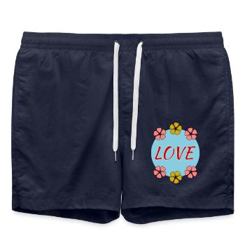 LIEBE. VALENTINSTAG. ICH LIEBE DICH. ICH LIEBE DICH. LIEBE - Badeshorts - French Navy - Vorne - AI Model Male 185 light (185cm)