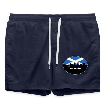 Aberdeen Schottland Flagge Skyline Reise Souvenir - Badeshorts - French Navy - Vorne - AI Model Male 185 light (185cm)
