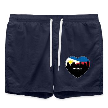 Manila Philippinen Flagge Skyline Reise Souvenir - Badeshorts - French Navy - Vorne - AI Model Male 185 light (185cm)