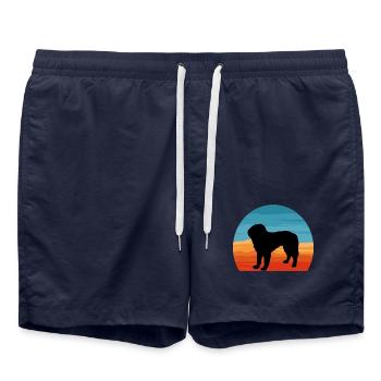 Bosnischer grobhaariger Hund Hund Silhouette Retro - Badeshorts - French Navy - Vorne - AI Model Male 185 light (185cm)