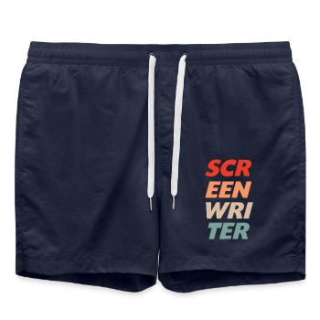 Drehbuchautorin Vintage - Badeshorts - French Navy - Vorne - AI Model Male 185 light (185cm)