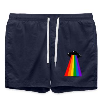 UFO Regenbogen - Badeshorts - French Navy - Vorne - AI Model Male 185 light (185cm)