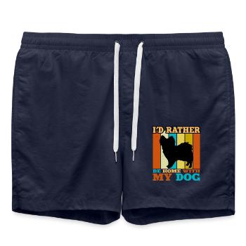 Papillon Hundeliebhaber Silhouette Vintage Sonnenuntergang - Badeshorts - French Navy - Vorne - AI Model Male 185 light (185cm)