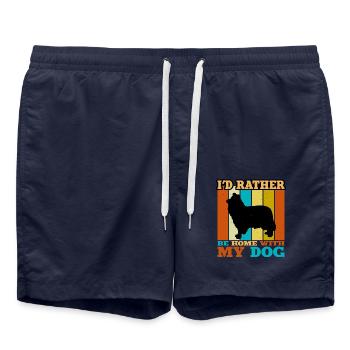 Collie Rough Dog Lover Silhouette Vintage Sunset - Badeshorts - French Navy - Vorne - AI Model Male 185 light (185cm)
