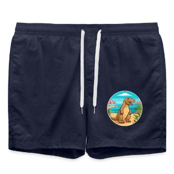 Komodowaran Aquarell Cartoon Kawaii Tier - Badeshorts - French Navy - Vorne - AI Model Male 185 light (185cm)