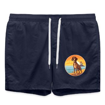 Litauischer Hund Rasse Cartoon Kawaii Clipart - Badeshorts - French Navy - Vorne - AI Model Male 185 light (185cm)