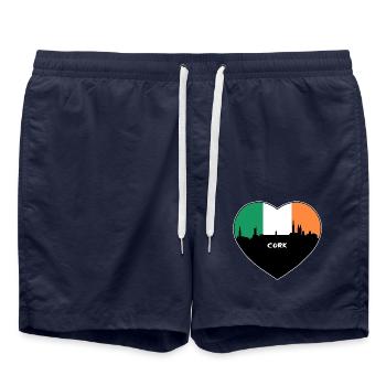 Cork Irland Flagge Skyline Reise Souvenir - Badeshorts - French Navy - Vorne - AI Model Male 185 light (185cm)