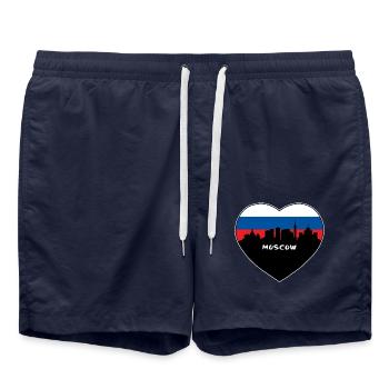 Flaggen-Skyline-Reise-Andenken Moskaus Russland - Badeshorts - French Navy - Vorne - AI Model Male 185 light (185cm)