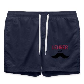 Lehrer mit Schnurrbart - Badeshorts - French Navy - Vorne - AI Model Male 185 light (185cm)