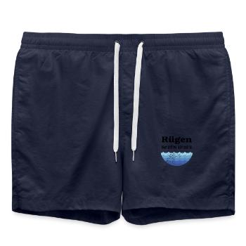 Insel Rügen Koordinaten - Badeshorts - French Navy - Vorne - AI Model Male 185 light (185cm)