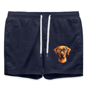 Rhodesian Ridgeback Hunderasse Aquarell Karikatur K - Badeshorts - French Navy - Vorne - AI Model Male 185 light (185cm)