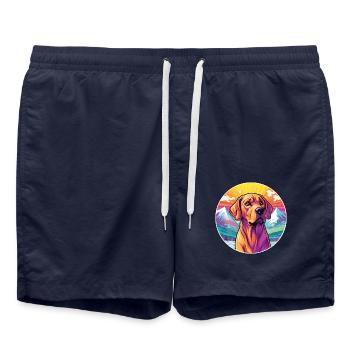 Rhodesian Ridgeback Hunderasse Cartoon Kawaii Wasser - Badeshorts - French Navy - Vorne - AI Model Male 185 light (185cm)