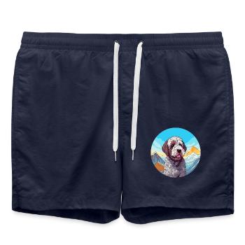 Lagotto Romagnolo Hunderasse Cartoon Kawaii Waterco - Badeshorts - French Navy - Vorne - AI Model Male 185 light (185cm)