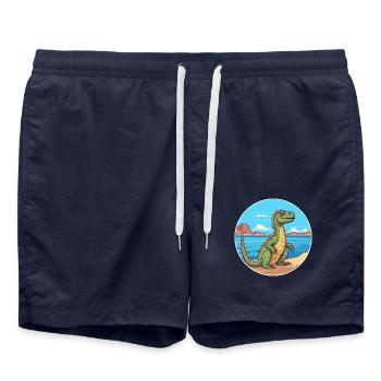 Basilisk Aquarell Cartoon Kawaii Clipart Tier - Badeshorts - French Navy - Vorne - AI Model Male 185 light (185cm)