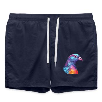 Taube buntes Aquarell Cartoon Kawaii Tier - Badeshorts - French Navy - Vorne - AI Model Male 185 light (185cm)