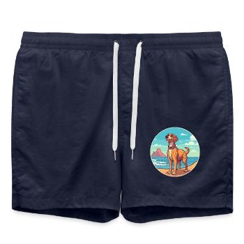 Telomian Hund Rasse Cartoon Kawaii Clipart Hund Haustier - Badeshorts - French Navy - Vorne - AI Model Male 185 light (185cm)