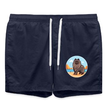 Keeshond Hund Rasse Cartoon Kawaii Clipart Hund Haustier - Badeshorts - French Navy - Vorne - AI Model Male 185 light (185cm)