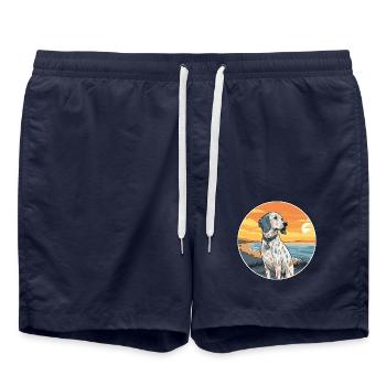 Englisch Setter Hund Rasse Cartoon Kawaii Clipart - Badeshorts - French Navy - Vorne - AI Model Male 185 light (185cm)