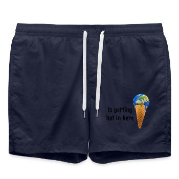 Is getting hot in here - Erde als schmelzendes Eis - Badeshorts - French Navy - Vorne - AI Model Male 185 light (185cm)
