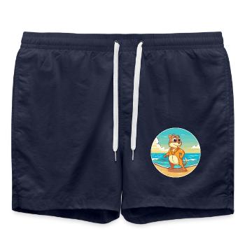 Chipmunk Aquarell Cartoon Kawaii Clipart Tier - Badeshorts - French Navy - Vorne - AI Model Male 185 light (185cm)