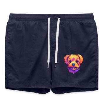 Norfolk Terrier Hunderasse Cartoon Kawaii Illustrat - Badeshorts - French Navy - Vorne - AI Model Male 185 light (185cm)