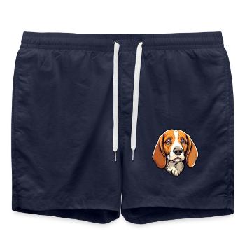 Kerry Beagle Hunderasse Cartoon Kawaii Illustration - Badeshorts - French Navy - Vorne - AI Model Male 185 light (185cm)