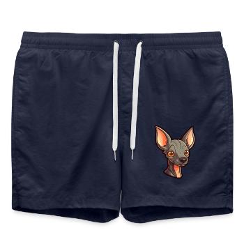 Inka Haarlose Hunderasse Cartoon Kawaii Illustratio - Badeshorts - French Navy - Vorne - AI Model Male 185 light (185cm)