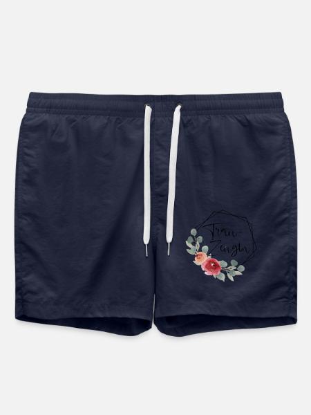 Trauzeugin - Hexagon Vintage Blumen - Badeshorts - French Navy