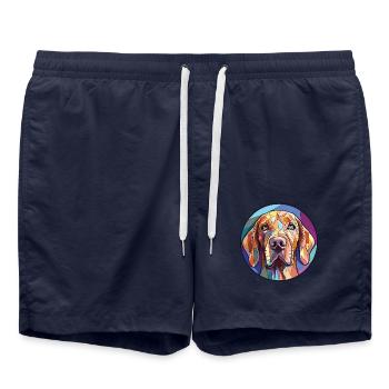 Braco Italiano Hunderasse Aquarell Illustration - Badeshorts - French Navy - Vorne - AI Model Male 185 light (185cm)