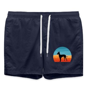 Cirneco Dell Etna Hund Liebe Silhouette Retro Sonnenuntergang - Badeshorts - French Navy - Vorne - AI Model Male 185 light (185cm)
