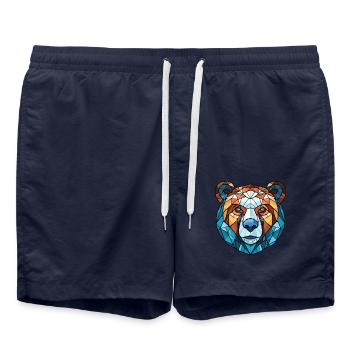 Himalaya-Bär Bunte Aquarell-Tierkarikatur - Badeshorts - French Navy - Vorne - AI Model Male 185 light (185cm)