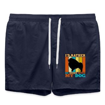 Keeshond Hundeliebhaber Silhouette Vintage Sonnenuntergang - Badeshorts - French Navy - Vorne - AI Model Male 185 light (185cm)
