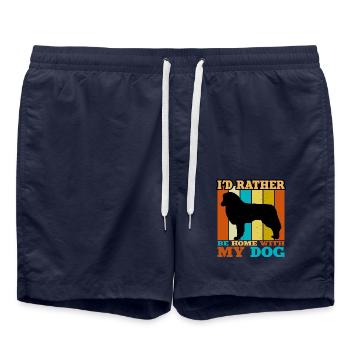 Englischer Schäferhund Liebhaber Silhouette Retro Sonnenuntergang - Badeshorts - French Navy - Vorne - AI Model Male 185 light (185cm)