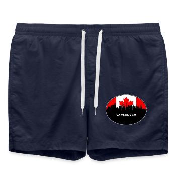 Vancouver-Kanada-Flaggen-Skyline-Schattenbild-Reise - Badeshorts - French Navy - Vorne - AI Model Male 185 light (185cm)