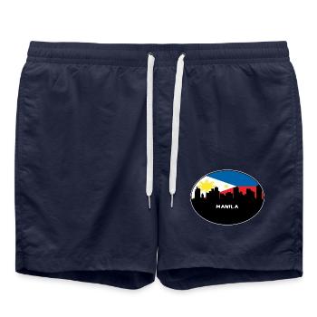 Manila Philippinen Flagge Skyline Silhouette Reisen - Badeshorts - French Navy - Vorne - AI Model Male 185 light (185cm)