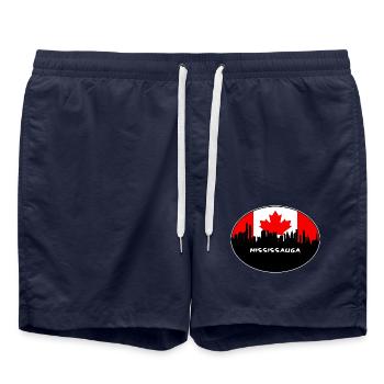 Mississauga-Kanada-Flaggen-Skyline-Schattenbild-Reise - Badeshorts - French Navy - Vorne - AI Model Male 185 light (185cm)