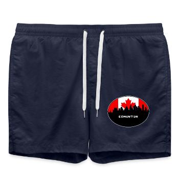 Edmonton Kanada-Flaggen-Skyline-Schattenbild-Reise - Badeshorts - French Navy - Vorne - AI Model Male 185 light (185cm)