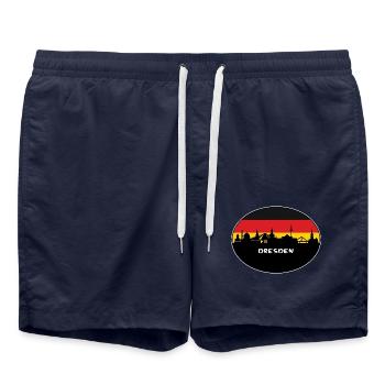 Dresden Deutschland Flagge Skyline Silhouette Travel - Badeshorts - French Navy - Vorne - AI Model Male 185 light (185cm)
