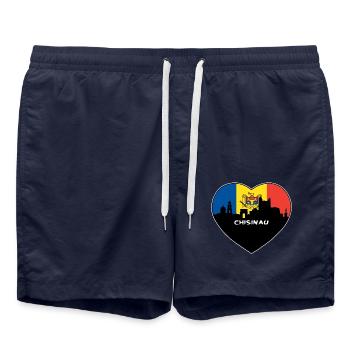 Chisinau Moldawien Flagge Skyline Reise Souvenir - Badeshorts - French Navy - Vorne - AI Model Male 185 light (185cm)